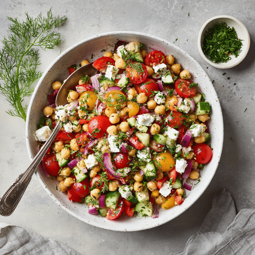 Mediterranean Chickpea Salad Summer Salad Recipes Idea Mediterranean chickpea salad with feta and herbs for Summer Salad Recipes