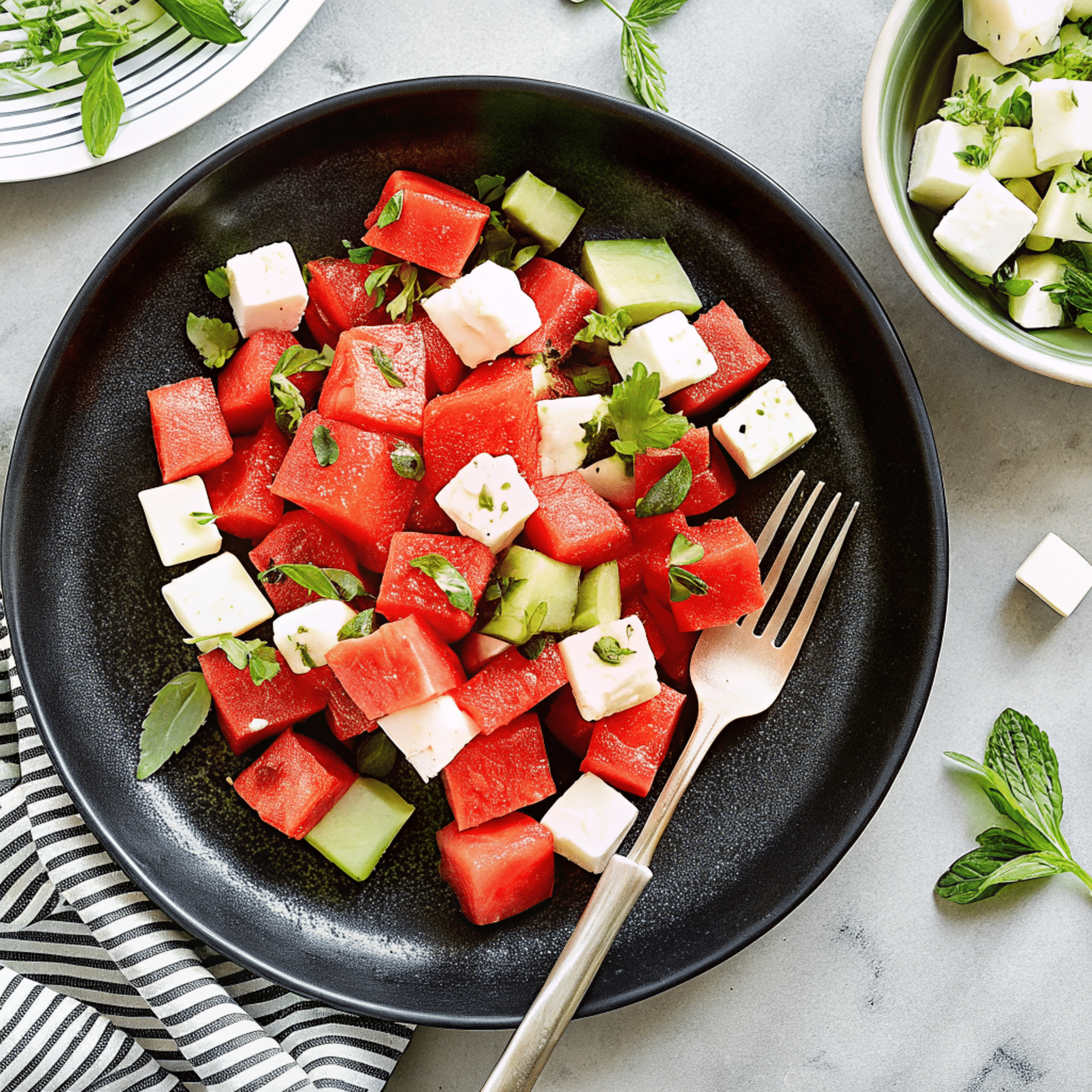 Refreshing Watermelon Salad Summer Salad Recipes Idea Fresh watermelon salad with feta and mint for Summer Salad Recipes