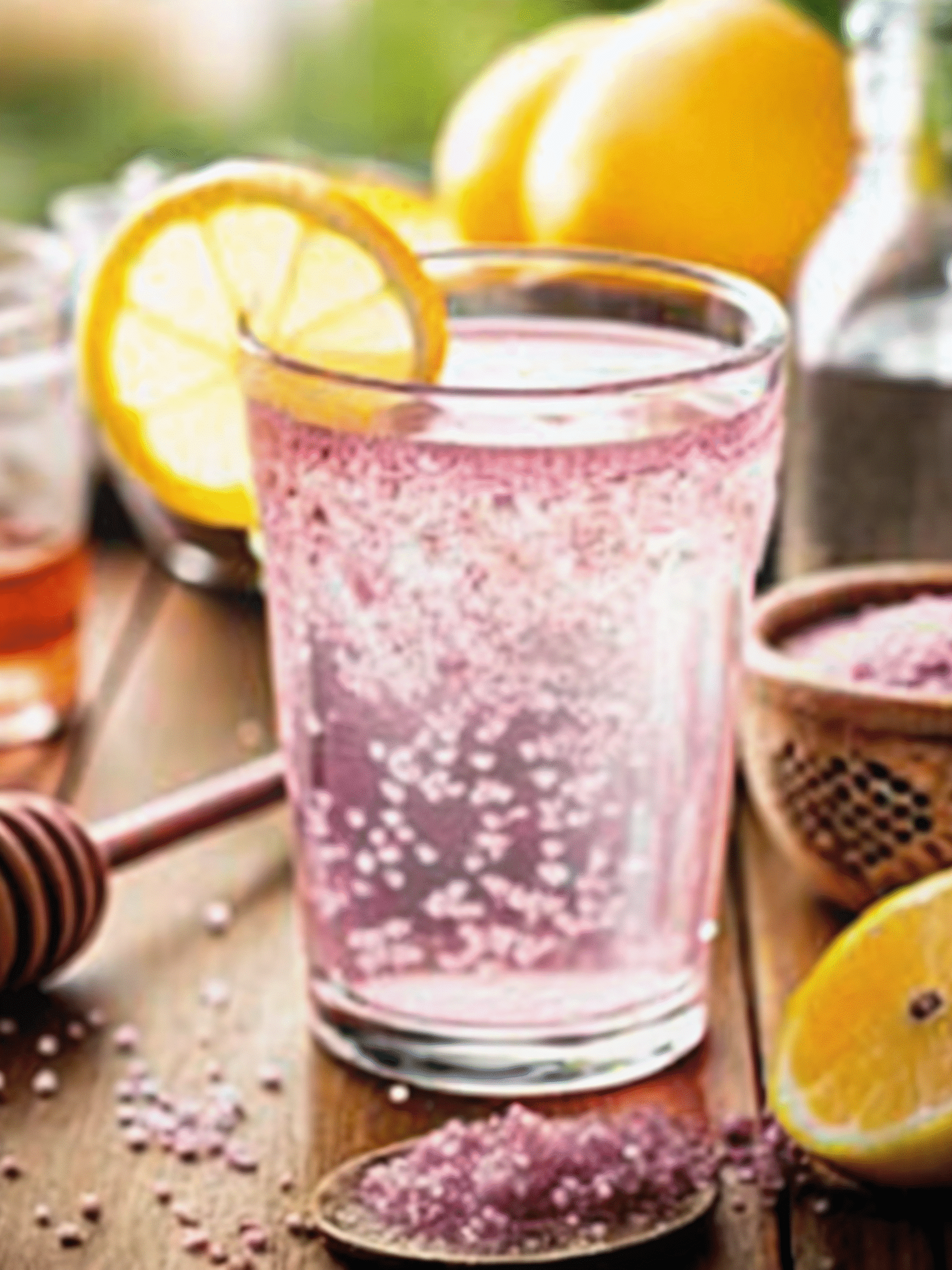 Pink Salt Detox Drink with Lemon and Honey Refreshing pink salt detox drink with lemon and honey