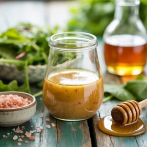 Pink salt and honey vinaigrette