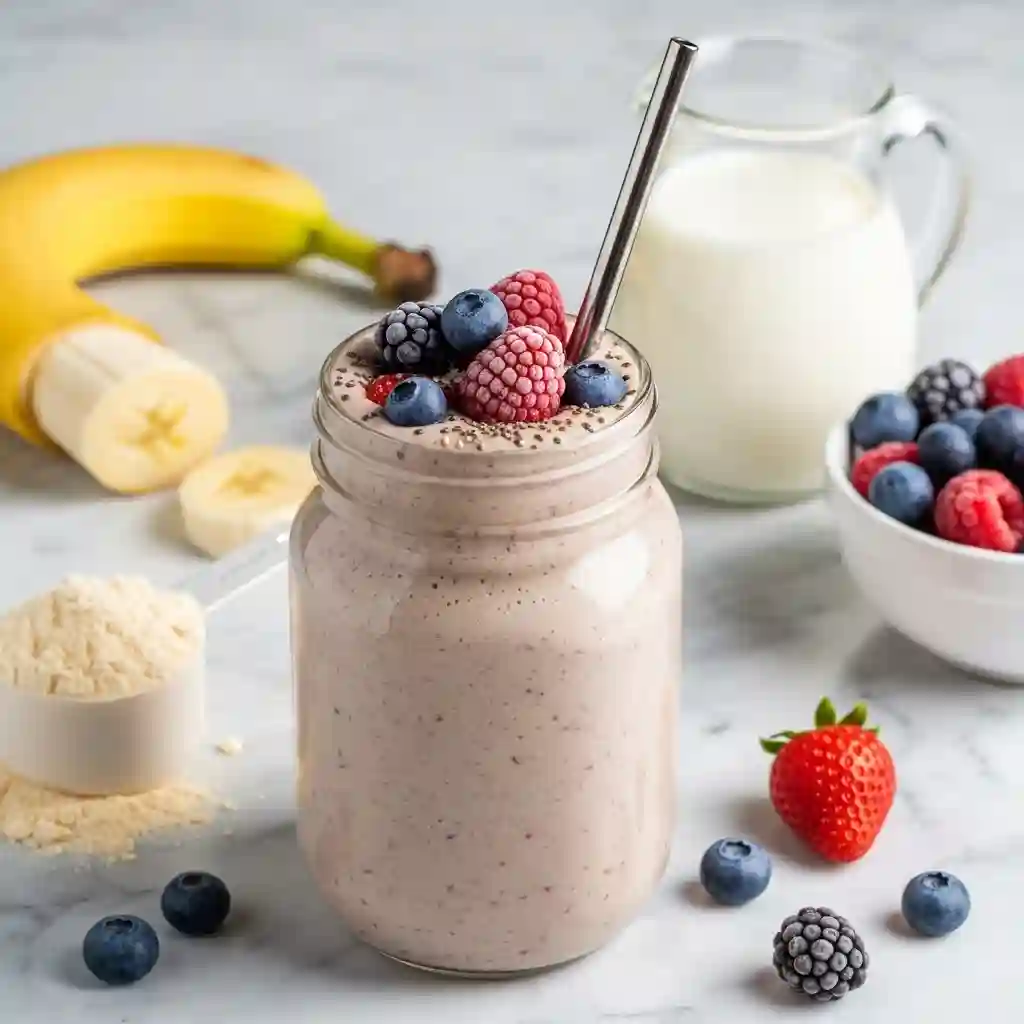 Banana Berry Protein Smoothie That Keeps You Full