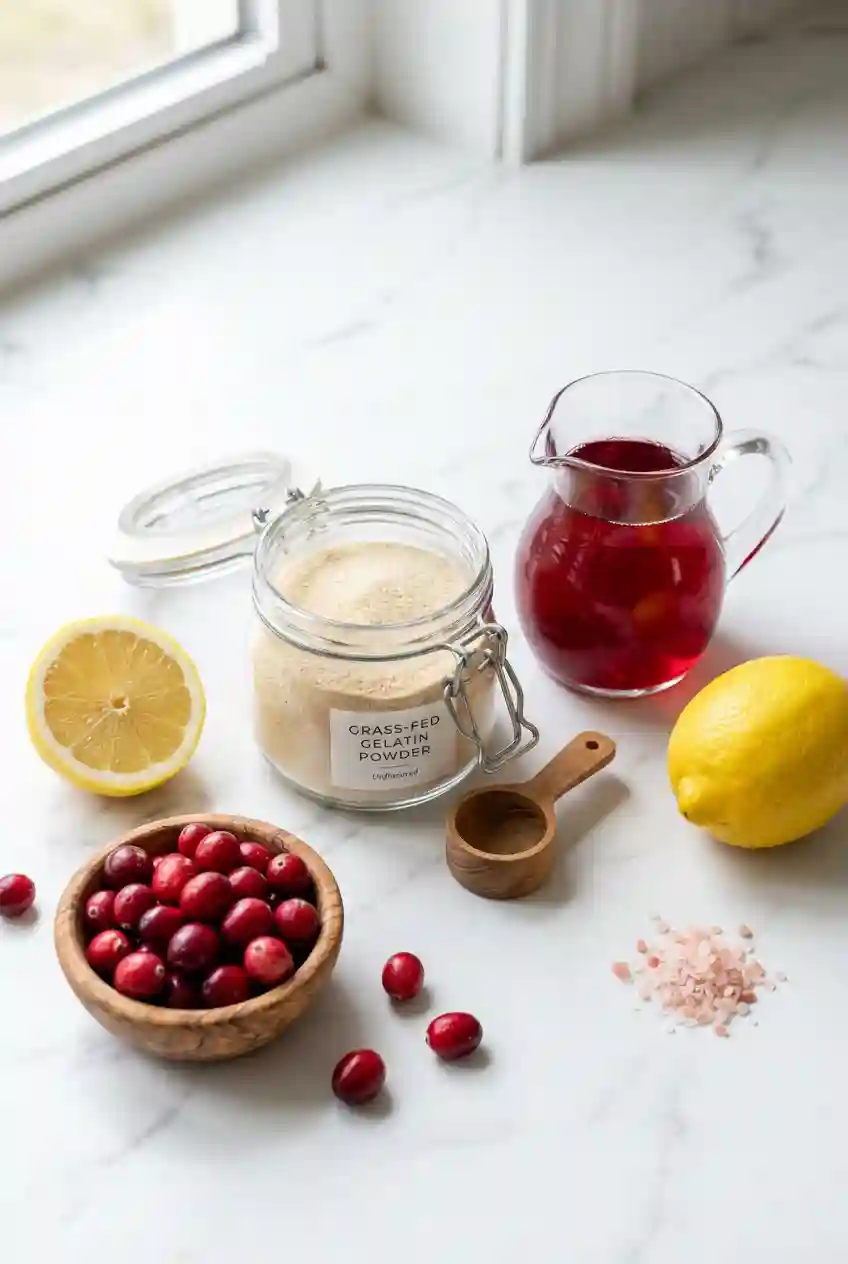 Dr Oz Pink Gelatin Recipe for Weight Loss ingredients with grass fed gelatin cranberry juice and lemon