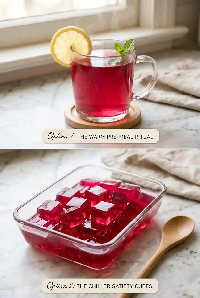 Dr Oz Pink Gelatin Recipe for Weight Loss warm drink and pink gelatin cubes pre meal options