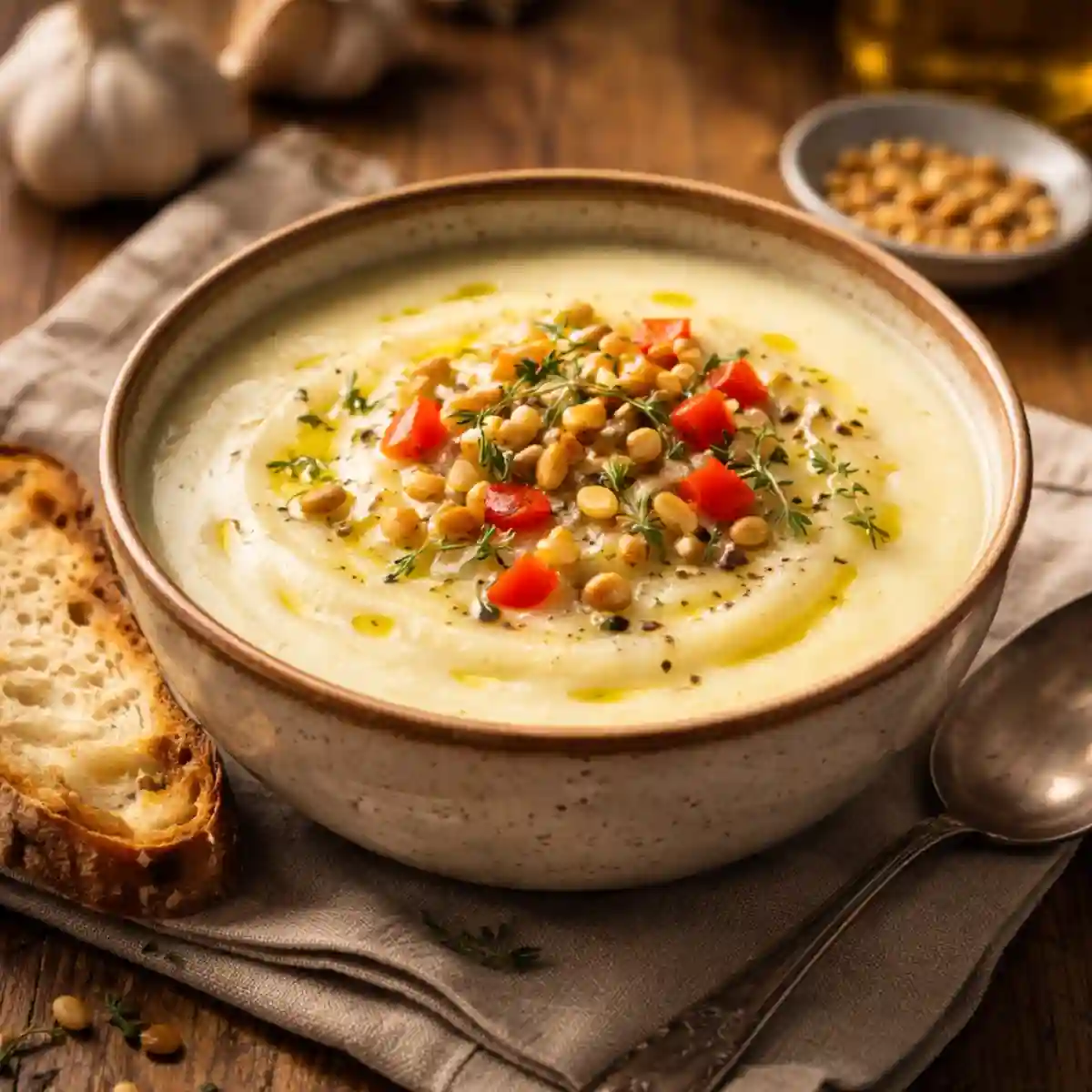 Creamy Garlic Potato Soup | Easy Homemade Comfort Soup