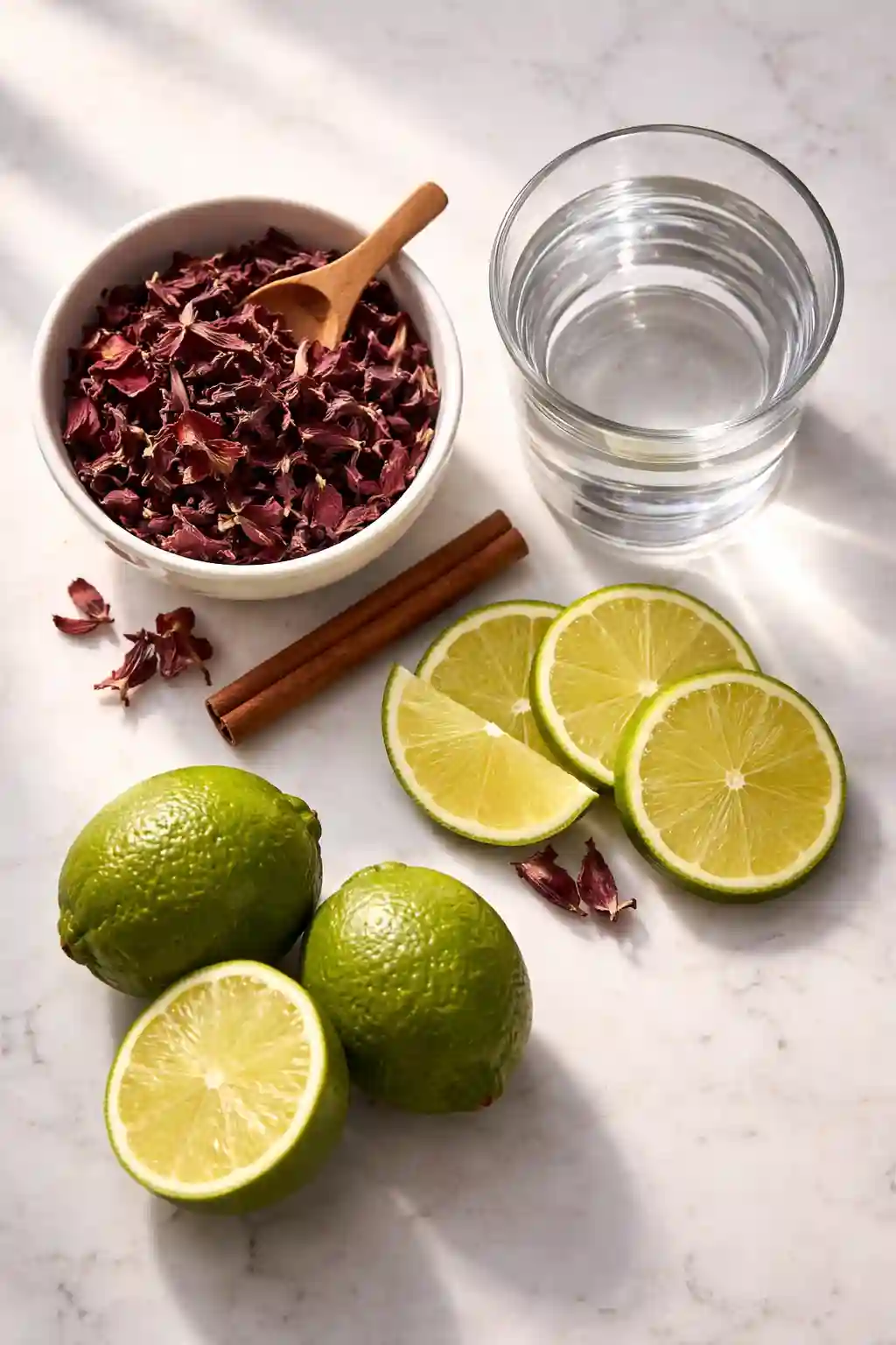 hibiscus tea ingredients for weight loss recipe with lime cinnamon and dried flowers