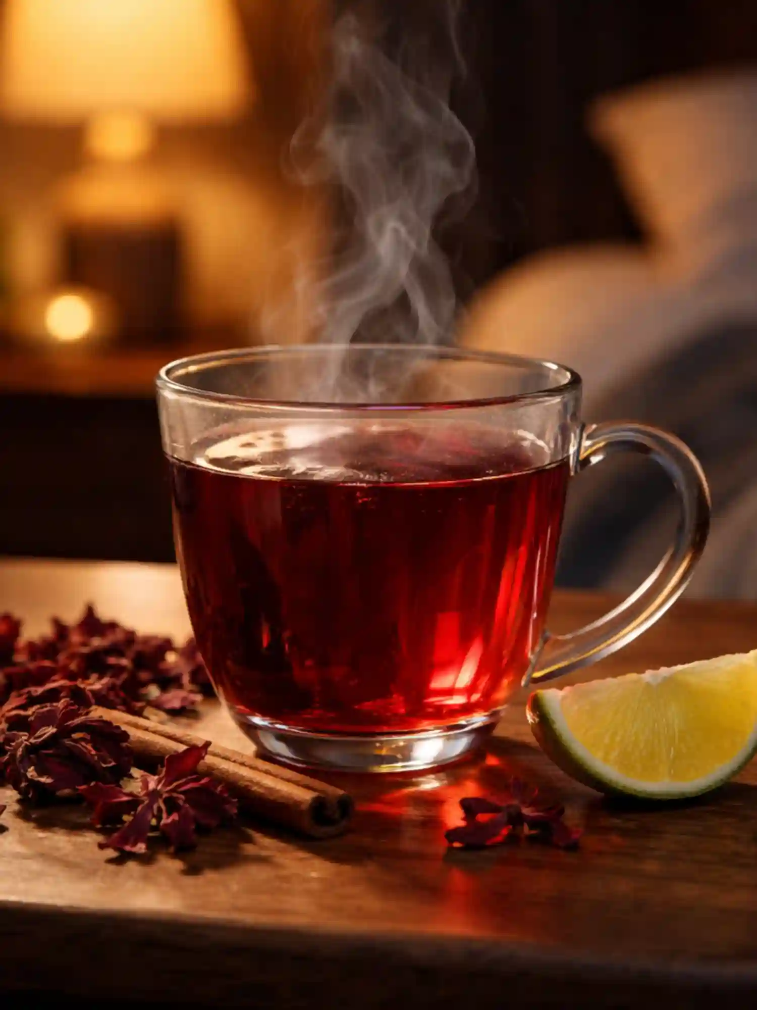 hibiscus tea weight loss nighttime drink with steam cinnamon and lime