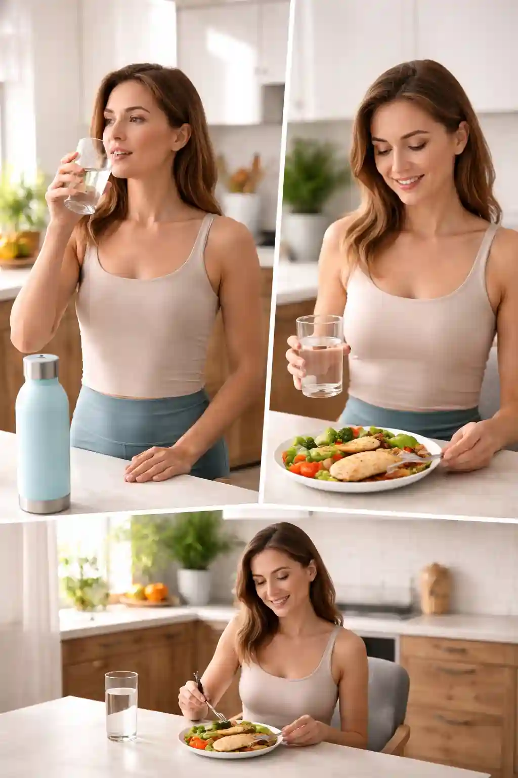 step by step water stacking method drinking water before meals and eating healthy food