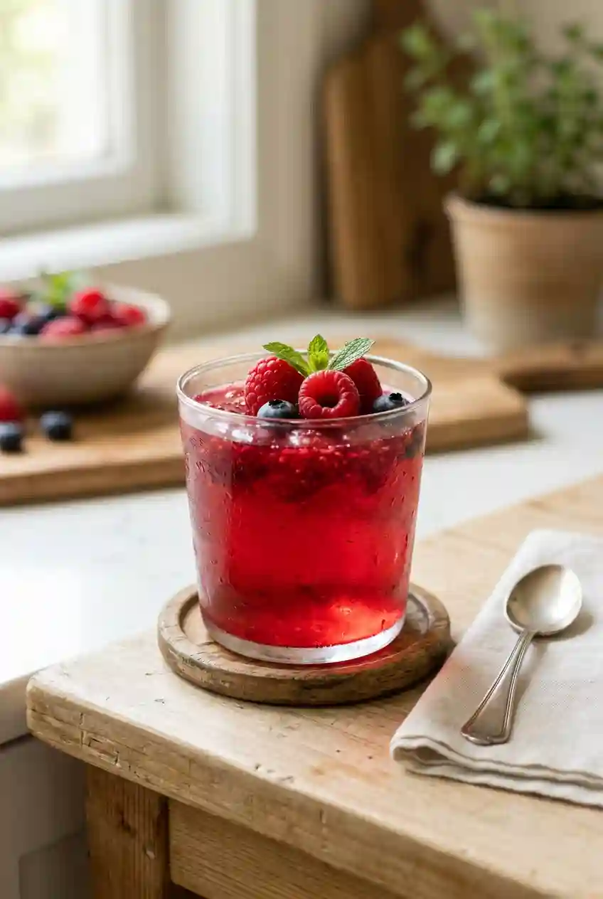 3 Ingredient Gelatin Recipe for Weight Loss Serving 3 ingredient gelatin recipe for weight loss served in glass with berries low calorie dessert