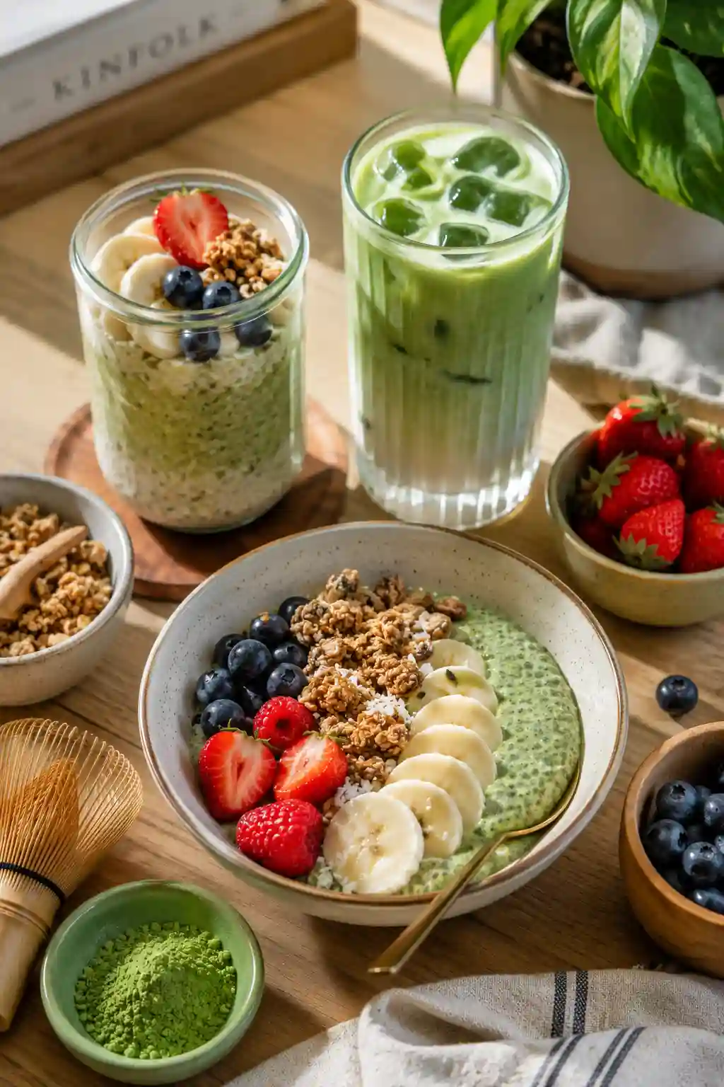 Benefits of Drinking Matcha Daily healthy breakfast ideas with iced matcha latte