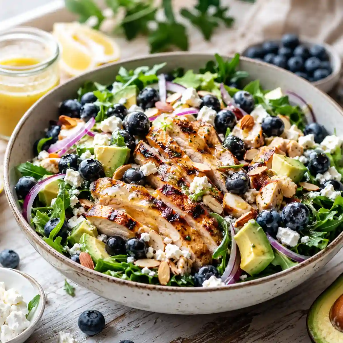 Blueberry Chicken Salad with Avocado and Feta