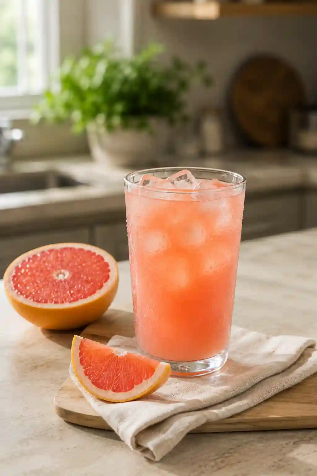 Dr. Oz Weight Loss Drink served over ice with fresh pink grapefruit