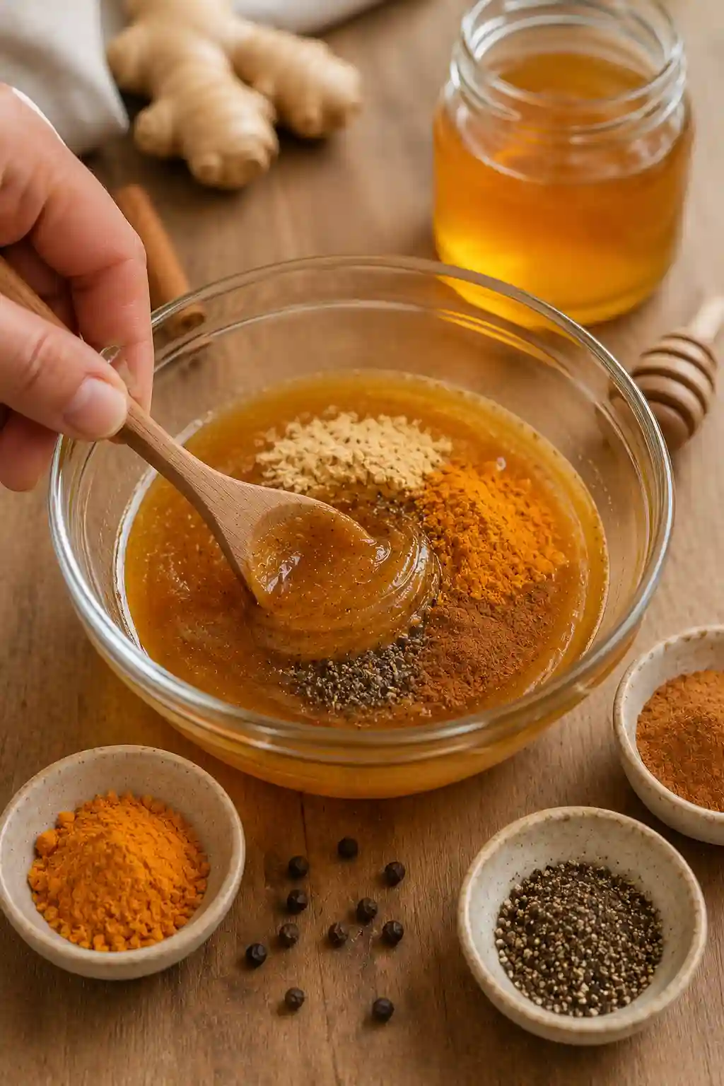 How to make Neuro Honey Blend with honey, turmeric, ginger, cinnamon and black pepper