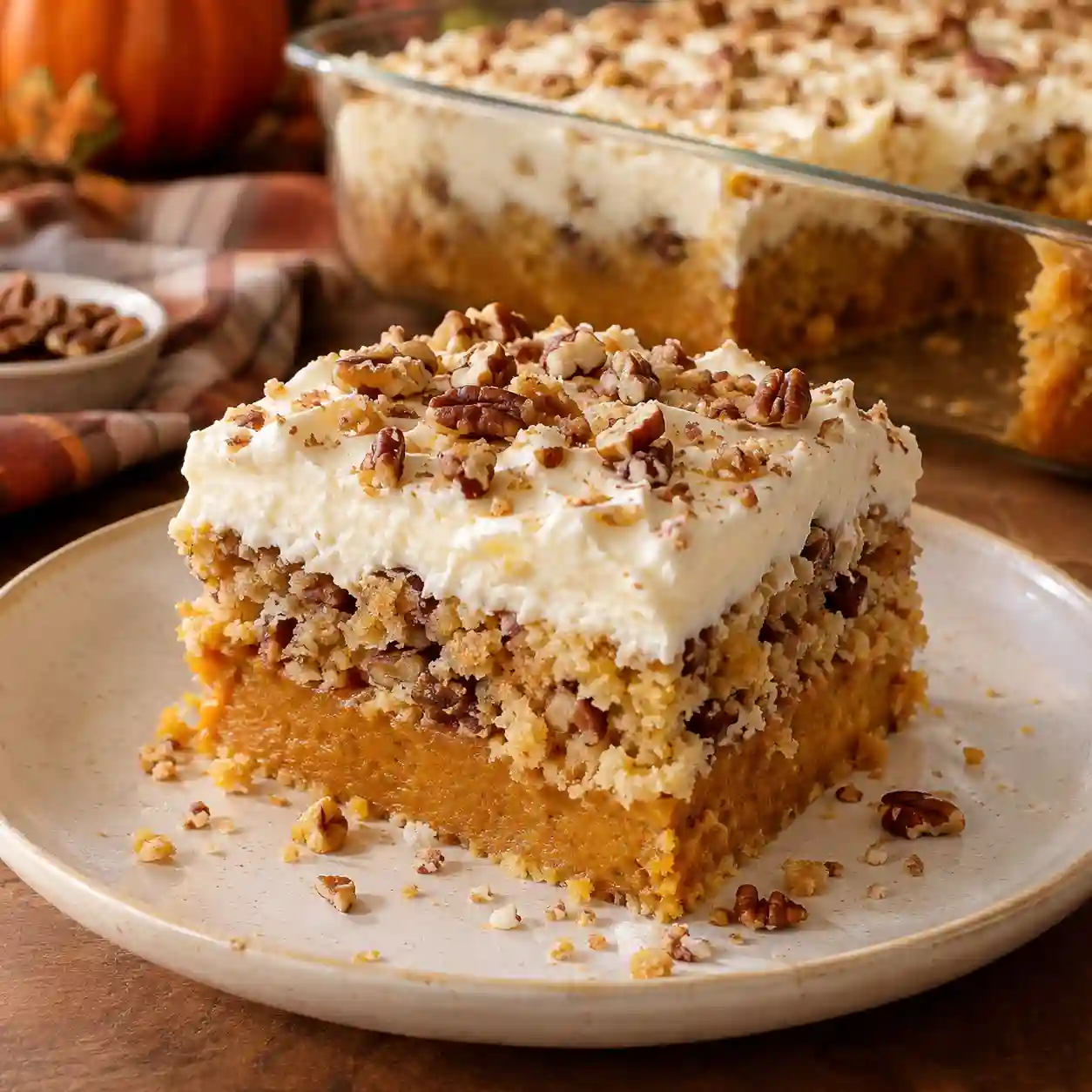 Pumpkin Crunch Cake With Cream Cheese Frosting