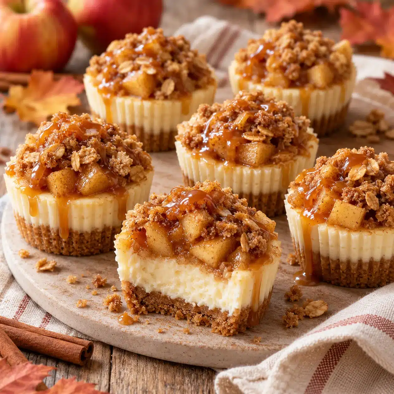 Apple Crisp Mini Cheesecakes Easy Fall Dessert