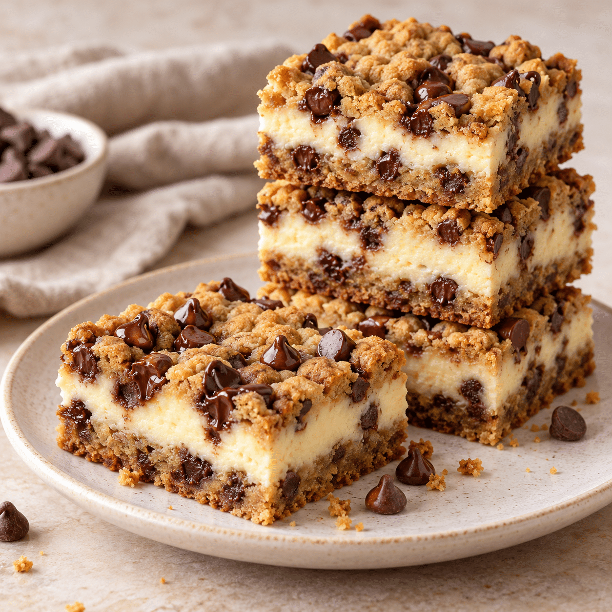 Chocolate Chip Cheesecake Bars Easy Recipe